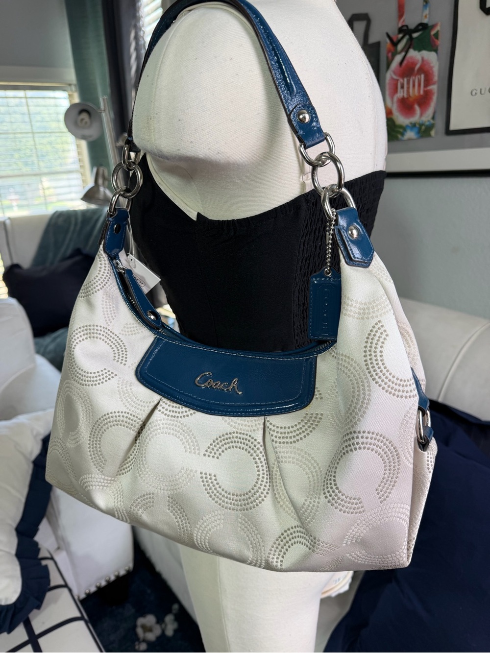 Coach Signature Ashley Dotted Op Art Convertible Hobo Bag Y2K - Picture 3 of 13